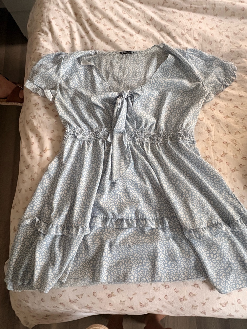 Simplee Apparel Light Blue Floral Mini Dress